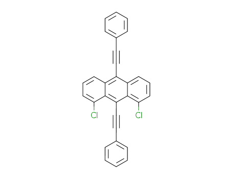 Molecular Structure of 51749-83-8 (1,8-Dichloro-9,10-bis(phenylethynyl) anthracene)
