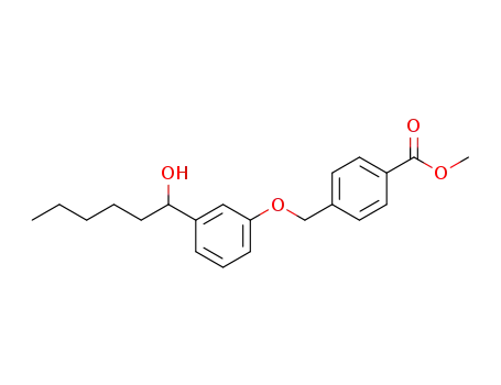 Molecular Structure of 103119-32-0 (Benzoic acid, 4-[[3-(1-hydroxyhexyl)phenoxy]methyl]-, methyl ester)