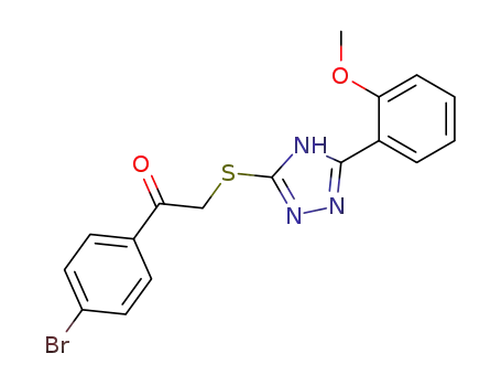 Molecular Structure of 114361-95-4 (Ethanone,
1-(4-bromophenyl)-2-[[5-(2-methoxyphenyl)-1H-1,2,4-triazol-3-yl]thio]-)