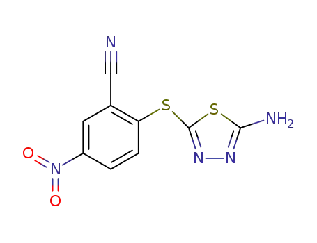 Molecular Structure of 175135-68-9 (2-[(5-AMINO-1,3,4-THIADIAZOL-2-YL)THIO]-5-NITROBENZONITRILE)