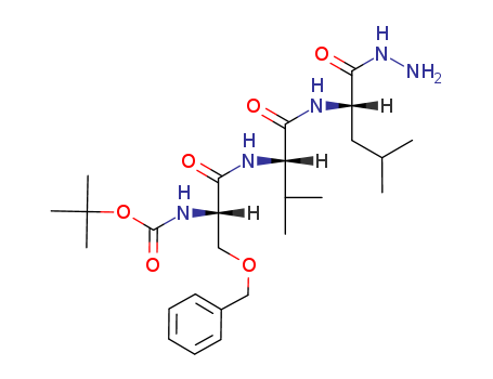 Molecular Structure of 104897-14-5 (L-Leucine,
N-[N-[N-[(1,1-dimethylethoxy)carbonyl]-O-(phenylmethyl)-L-seryl]-L-valyl]-
, hydrazide)