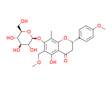 Molecular Structure of 101395-04-4 (4H-1-Benzopyran-4-one,7-(b-D-glucopyranosyloxy)-2,3-dihydro-5-hydroxy-6-(methoxymethyl)-2-(4-methoxyphenyl)-8-methyl-,(2S)-)
