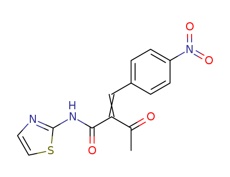 Molecular Structure of 112664-63-8 (Butanamide, 2-[(4-nitrophenyl)methylene]-3-oxo-N-2-thiazolyl-)