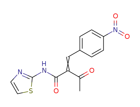 Molecular Structure of 112664-63-8 (Butanamide, 2-[(4-nitrophenyl)methylene]-3-oxo-N-2-thiazolyl-)