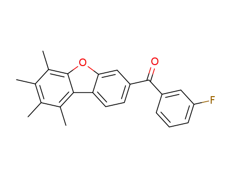 Molecular Structure of 91786-93-5 (Methanone, (3-fluorophenyl)(6,7,8,9-tetramethyl-3-dibenzofuranyl)-)