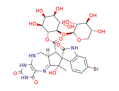 [(2S,3S,4R,5S)-2,3,4,5-Tetrahydroxy-6-[(2S,3R,4S,5R)-3,4,5-trihydroxyoxan-2-yl]oxycyclohexyl] (3R,4'S,6'S,7'R)-6-bromo-4'-hydroxy-4'-methyl-2,12',14'-trioxospiro[1H-indole-3,5'-2,9,11,13-tetrazatricyclo[8.4.0.03,7]tetradeca-1(10),2-diene]-6'-carboxylate