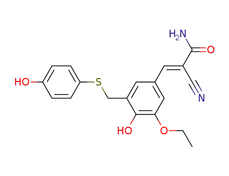 Molecular Structure of 107788-08-9 ((2E)-2-cyano-3-(3-ethoxy-4-hydroxy-5-{[(4-hydroxyphenyl)sulfanyl]methyl}phenyl)prop-2-enamide)