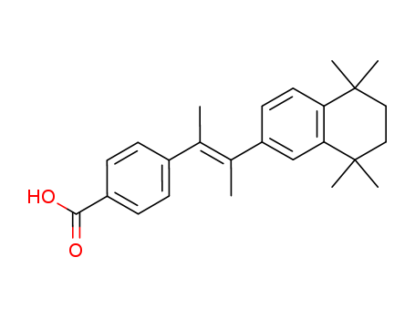 Molecular Structure of 119999-06-3 (Benzoic acid,
4-[1-methyl-2-(5,6,7,8-tetrahydro-5,5,8,8-tetramethyl-2-naphthalenyl)-1-
propenyl]-, (E)-)