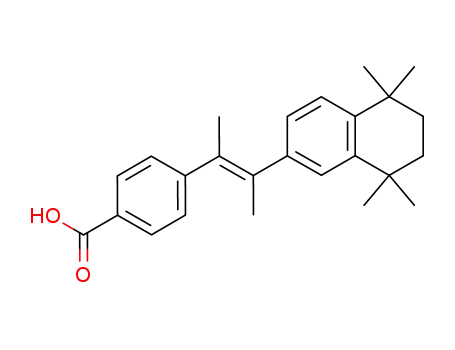 Molecular Structure of 119999-06-3 (Benzoic acid,
4-[1-methyl-2-(5,6,7,8-tetrahydro-5,5,8,8-tetramethyl-2-naphthalenyl)-1-
propenyl]-, (E)-)