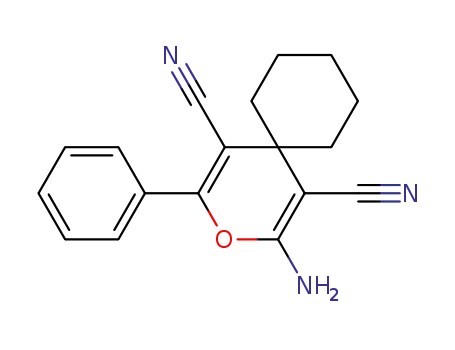 Molecular Structure of 89809-97-2 (3-Oxaspiro[5.5]undeca-1,4-diene-1,5-dicarbonitrile, 2-amino-4-phenyl-)