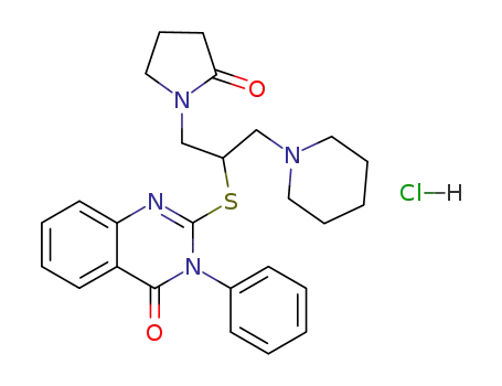Molecular Structure of 117038-99-0 (2-{[1-(2-oxopyrrolidin-1-yl)-3-(piperidin-1-yl)propan-2-yl]sulfanyl}-3-phenylquinazolin-4(3H)-one hydrochloride (1:1))