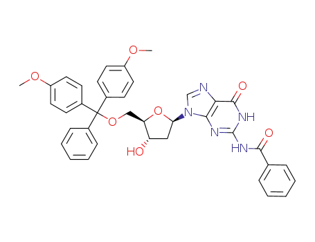 Molecular Structure of 109464-23-5 (N2-Benzoyl-2'-deoxy-5'-O-DMT-D-guanosine)