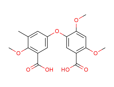 Molecular Structure of 148014-09-9 (Benzoic acid,
5-(5-carboxy-2,4-dimethoxyphenoxy)-2-methoxy-3-methyl-)