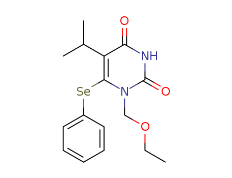 172256-06-3,1-(ethoxymethyl)-6-(phenylselanyl)-5-(propan-2-yl)pyrimidine-2,4(1H,3H)-dione,1-(Ethoxymethyl)-5-isopropyl-6-(phenylseleno)uracil