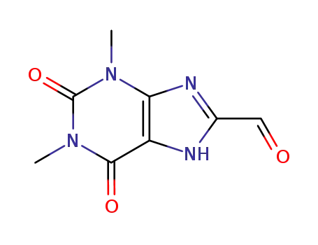 Molecular Structure of 79927-25-6 (1,3-dimethyl-2,6-dioxo-2,3,6,7-tetrahydro-1H-purine-8-carbaldehyde)