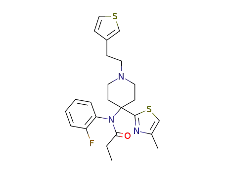 Molecular Structure of 120072-08-4 (N-(2-fluorophenyl)-N-[4-(4-methyl-1,3-thiazol-2-yl)-1-(2-thiophen-3-yl ethyl)-4-piperidyl]propanamide)