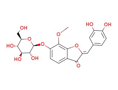 Molecular Structure of 486-23-7 ((2Z)-2-[(3,4-dihydroxyphenyl)methylidene]-7-methoxy-3-oxo-2,3-dihydro-1-benzofuran-6-yl beta-D-glucopyranoside)