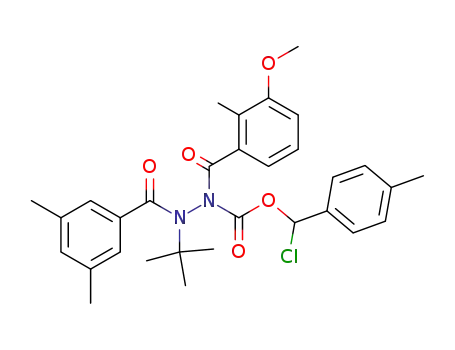 Molecular Structure of 353757-40-1 (<i>N</i>'-<i>tert</i>-butyl-<i>N</i>'-(3,5-dimethyl-benzoyl)-<i>N</i>-(3-methoxy-2-methyl-benzoyl)-hydrazinecarboxylic acid chloro-<i>p</i>-tolyl-methyl ester)