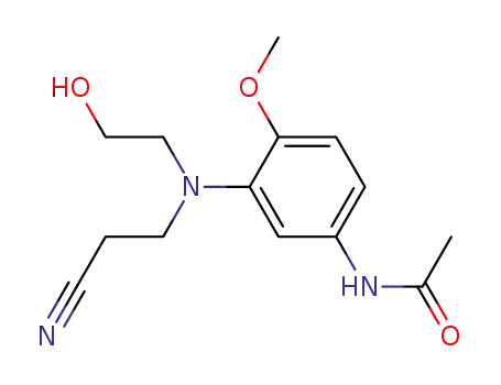 Molecular Structure of 22588-78-9 (N-[3-[(2-Cyanoethyl)(2-hydroxyethyl)amino]-4-methoxyphenyl]acetamide)
