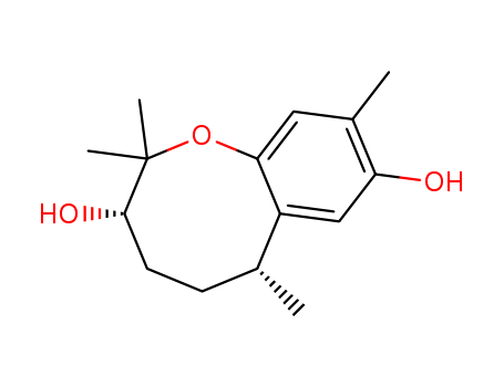 Molecular Structure of 148054-17-5 (2H-1-Benzoxocin-3,8-diol,3,4,5,6-tetrahydro-2,2,6,9-tetramethyl-, (3S,6R)-)