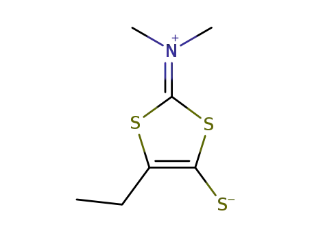 Molecular Structure of 677031-20-8 (2-(N,N-DIMETHYLIMINIUM)-4-ETHYL-5-MERCAPTO-1,3-DITHIOL, INNER SALT)