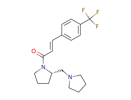 Molecular Structure of 575467-47-9 ((2E)-1-[(2S)-2-(pyrrolidin-1-ylmethyl)pyrrolidin-1-yl]-3-[4-(trifluoromethyl)phenyl]prop-2-en-1-one)