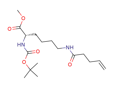 Molecular Structure of 787635-38-5 (2-<i>tert</i>-butoxycarbonylamino-6-pent-4-enoylamino-hexanoic acid methyl ester)