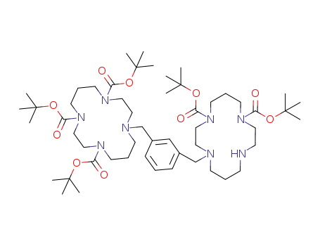 Molecular Structure of 918907-56-9 (11-[3-(4,8-bis-<i>tert</i>-butoxycarbonyl-1,4,8,11tetraaza-cyclotetradec-1-ylmethyl)-benzyl]-1,4,8,11tetraaza-cyclotetradecane-1,4,8-tricarboxylic acid tri-<i>tert</i>-butyl ester)