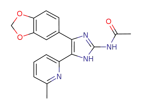 Molecular Structure of 945244-83-7 (N-[4-(benzo[1,3]dioxol-5-yl)-5-(6-methylpyridin-2-yl)-1H-imidazol-2-yl]acetamide)