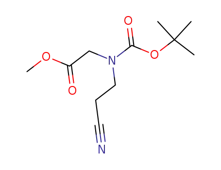 Molecular Structure of 266353-19-9 (Glycine,N-(2-cyanoethyl)-N-[(1,1-dimethylethoxy)carbonyl]-, methyl ester)
