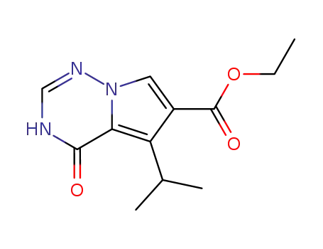 Molecular Structure of 651744-40-0 (ETHYL 5-ISOPROPYL-4-OXO-3,4-DIHYDROPYRROLO[2,1-F][1,2,4]TRIAZINE-6-CARBOXYLATE)
