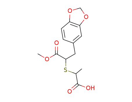 Molecular Structure of 139767-08-1 (methyl 2-(1-carboxyethylthio)-3-(3,4-methylenedioxyphenyl)propionate)