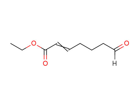 Molecular Structure of 59612-36-1 (2-Heptenoic acid, 7-oxo-, ethyl ester)