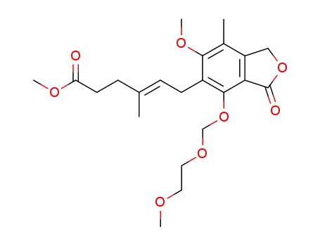 Molecular Structure of 125198-47-2 (methyl (E)-6-<(1,3-dihydro-6-methoxy-4-<(methoxyethoxy)methoxy>-7-methyl-3-oxo-5-isobenzofuranyl)methyl>-4-methyl-4-hexenoate)