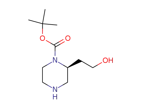 Molecular Structure of 169448-17-3 ((S)-tert-butyl 2-(2-hydroxyethyl)piperazine-1-carboxylate)