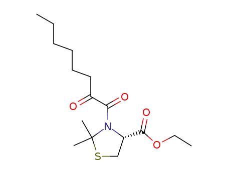 Molecular Structure of 906069-30-5 (4-Thiazolidinecarboxylic acid, 3-(1,2-dioxooctyl)-2,2-dimethyl-, ethyl
ester, (4R)-)