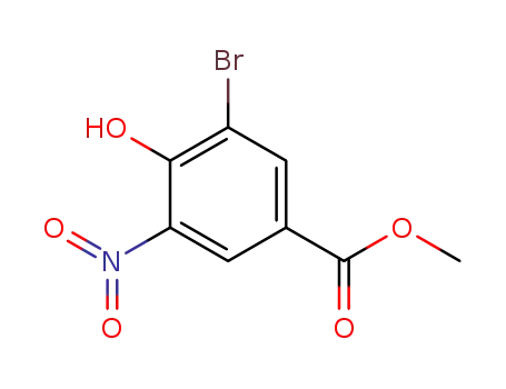 Molecular Structure of 40258-72-8 (METHYL 3-BROMO-4-HYDROXY-5-NITROBENZENECARBOXYLATE)