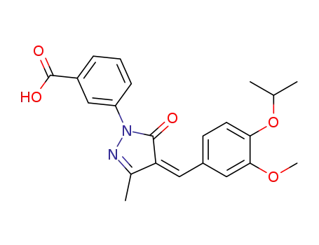 Molecular Structure of 1225468-52-9 ((Z)-3-(4-(4-isopropoxy-3-methoxybenzylidene)-3-methyl-5-oxo-4,5-dihydro-1H-pyrazol-1-yl)benzoic acid)