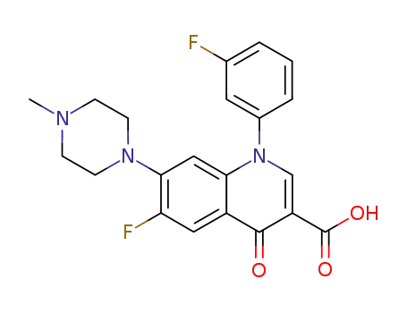 Molecular Structure of 98106-16-2 (3-Quinolinecarboxylic acid,
6-fluoro-1-(3-fluorophenyl)-1,4-dihydro-7-(4-methyl-1-piperazinyl)-4-oxo-)