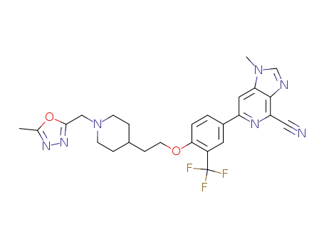 1-methyl-6-(4-(2-(1-((5-methyl-1,3,4-oxadiazol-2-yl)methyl)piperidin-4-yl)ethoxy)-3-(trifluoromethyl)phenyl)-1H-imidazo[4,5-c]pyridine-4-carbonitrile