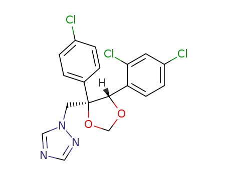 Molecular Structure of 107679-86-7 (1-{[(4S,5R)-4-(4-chlorophenyl)-5-(2,4-dichlorophenyl)-1,3-dioxolan-4-yl]methyl}-1H-1,2,4-triazole)