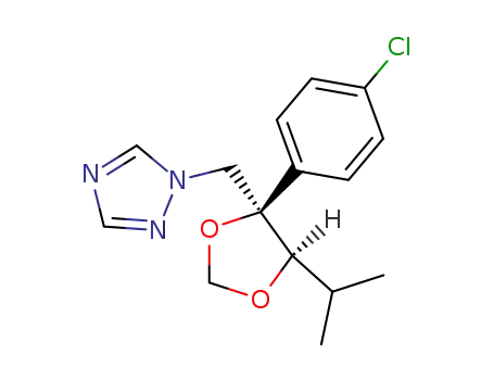 Molecular Structure of 107679-89-0 (4-C-(4-chlorophenyl)-1,2,5-trideoxy-2-methyl-3,4-O-methylidene-5-(1H-1,2,4-triazol-1-yl)-L-arabinitol)