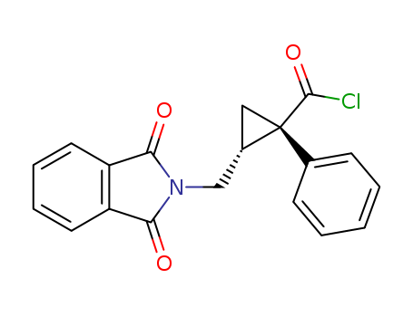 Molecular Structure of 105310-91-6 (Cyclopropanecarbonyl chloride,
2-[(1,3-dihydro-1,3-dioxo-2H-isoindol-2-yl)methyl]-1-phenyl-, cis-)