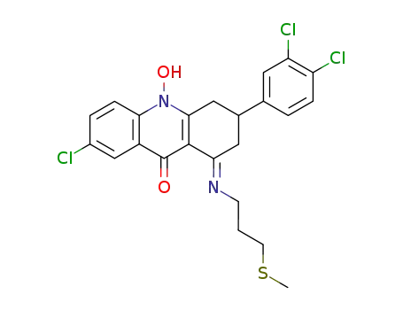 7-Chloro-3-(3,4-dichloro-phenyl)-10-hydroxy-1-[(E)-3-methylsulfanyl-propylimino]-1,3,4,10-tetrahydro-2H-acridin-9-one