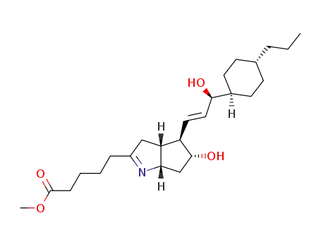 Molecular Structure of 101758-79-6 ((3aR)-3,3aβ,4,5,6,6aβ-Hexahydro-5α-hydroxy-4β-[(1E,3S)-3-hydroxy-3-(4α-propylcyclohexan-1α-yl)-1-propenyl]cyclopenta[b]pyrrole-2-pentanoic acid methyl ester)