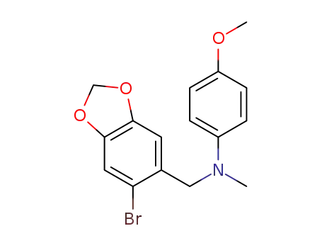 Molecular Structure of 1394134-52-1 (N-((6-bromobenzo[d][1,3]dioxol-5-yl)methyl)-4-methoxy-N-methylaniline)