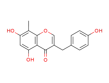Molecular Structure of 75239-64-4 (4H-1-Benzopyran-4-one,5,7-dihydroxy-3-[(4-hydroxyphenyl)methyl]-8-methyl-)
