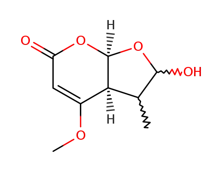 Molecular Structure of 86925-92-0 ((+)-2,3,3a,7a-Tetrahydro-2-hydroxy-4-methoxy-3-methyl-6H-furo[2,3-b]pyran-6-one)