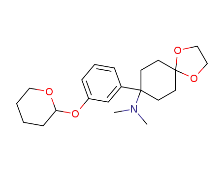 Molecular Structure of 80165-54-4 (1,4-Dioxaspiro[4.5]decan-8-amine,
N,N-dimethyl-8-[3-[(tetrahydro-2H-pyran-2-yl)oxy]phenyl]-)