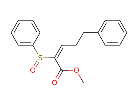 Molecular Structure of 138770-95-3 (2-Pentenoic acid, 5-phenyl-2-(phenylsulfinyl)-, methyl ester, (E)-)